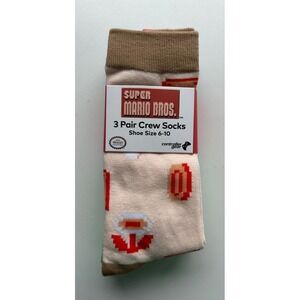 Controller Gear Super Mario Bros - 3 Pair Crew Socks - Brand‎ New